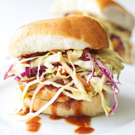 Juicy & Light: BBQ Turkey Burgers with Tangy Yogurt Slaw.